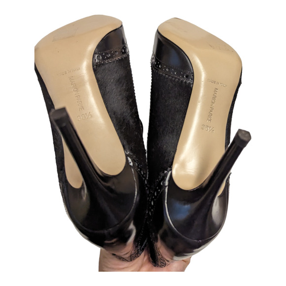 Marion Parke Miki Black Ankle Boot Stiletto Lace Suede Calf Hair Oxford 38.5 - Picture 4 of 13